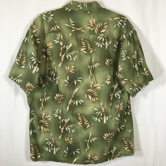 Windham Pointe Shirt Mens Sz L Green‎ Tropical Floral Cotton Hawaiian Button Up - Picture 3 of 8